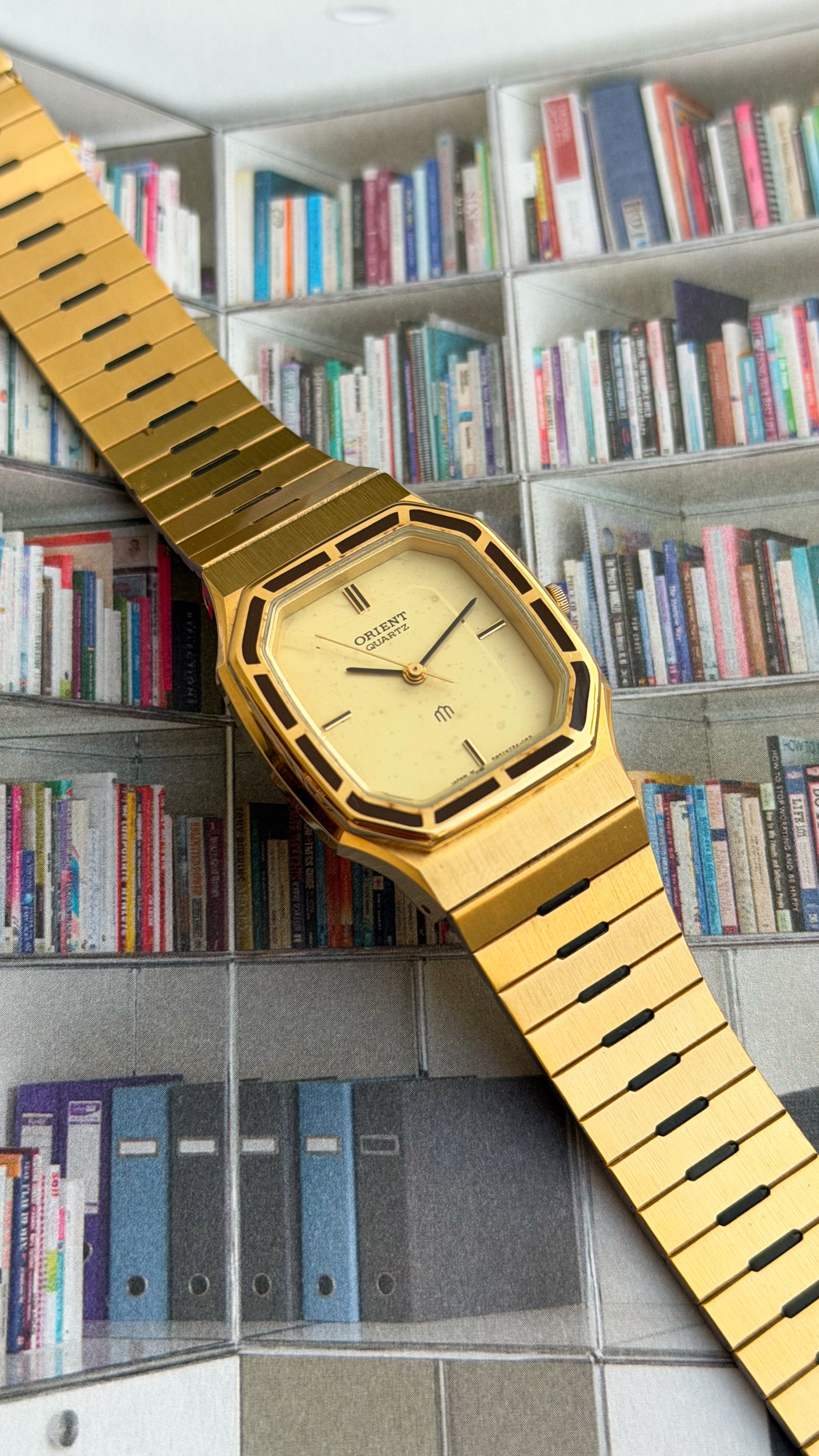 Orient Gold tank integrated bracelet
