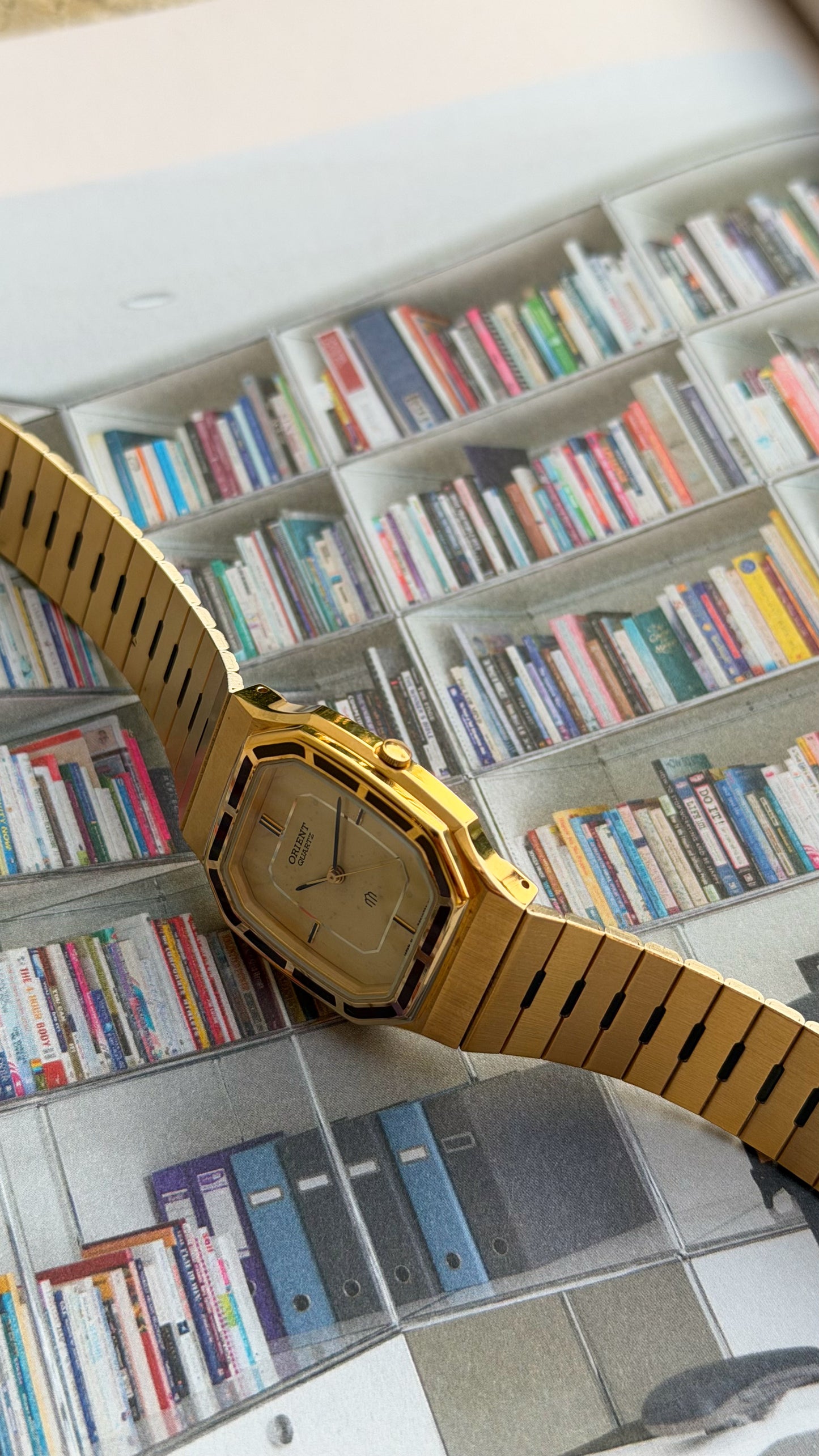 Orient Gold tank integrated bracelet