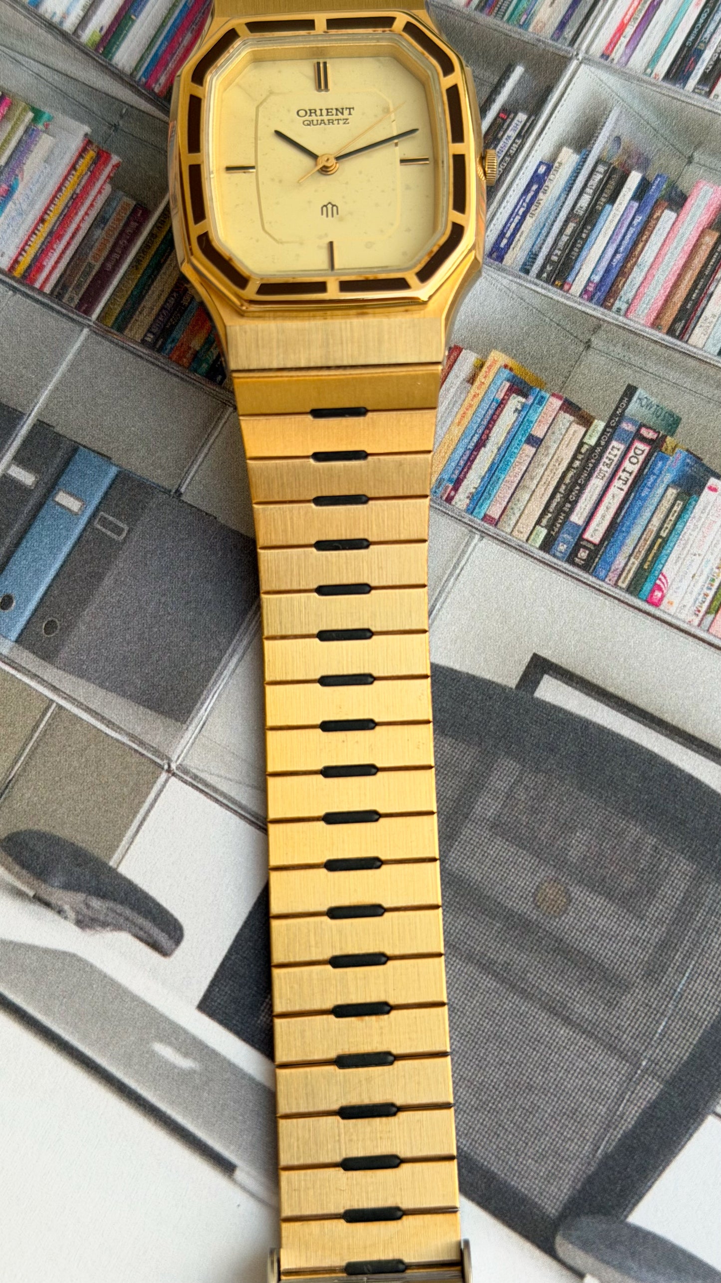 Orient Gold tank integrated bracelet