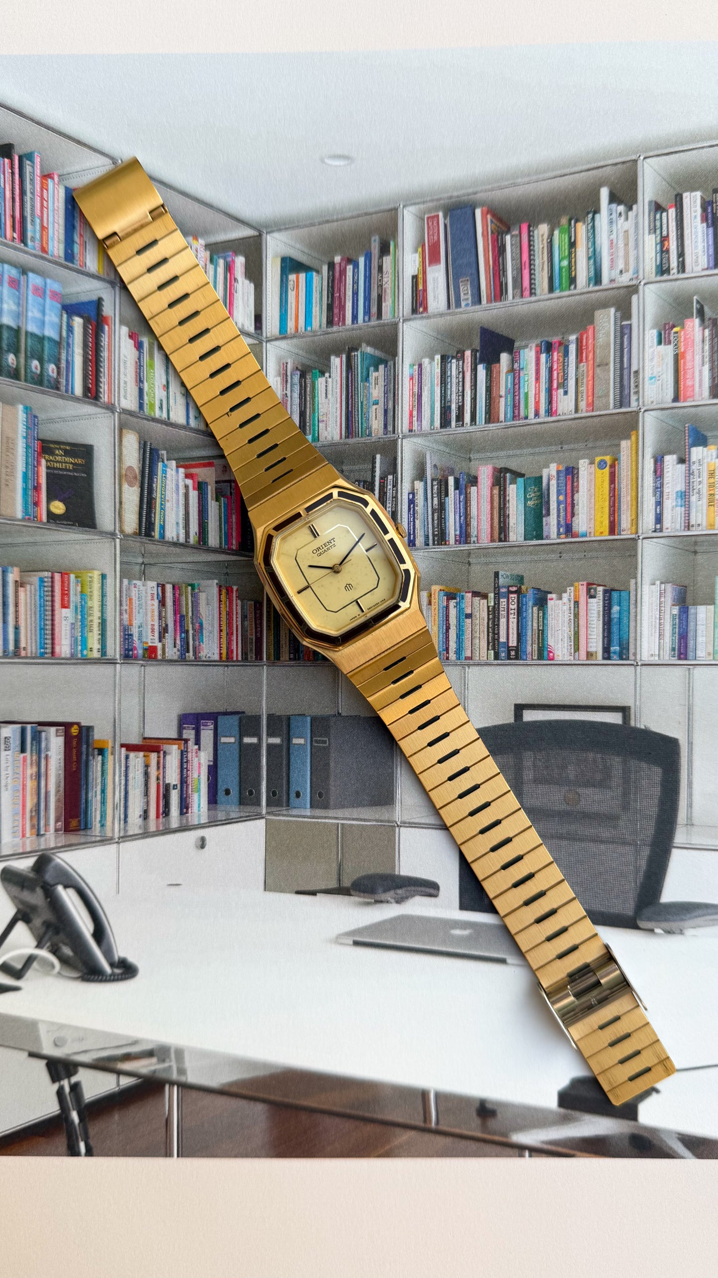 Orient Gold tank integrated bracelet