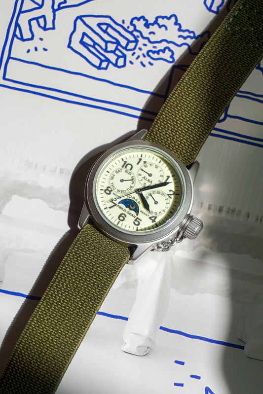 Alba seiko Moon Phase Field Gear Quartz V33F-6C50